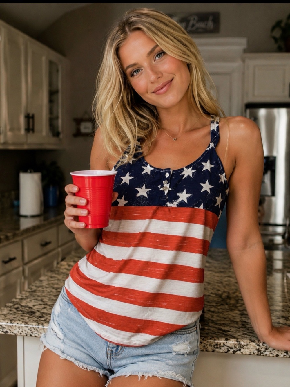 Old Navy Sleeveless American Flag Stripe Tank Top -  woman’s large NWOT